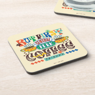 FRIENDS™   Maar Eerst Koffie Levendig Grafisch Bier Onderzetter