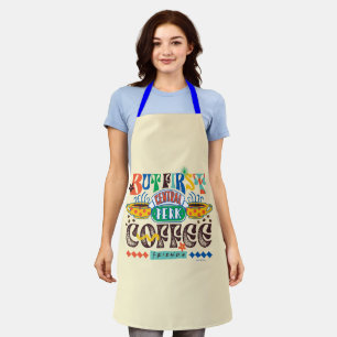 FRIENDS™ Maar Eerst Koffie Levendig Grafisch Schort