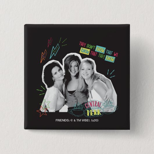 FRIENDS™ | Monica, Rachel en Phoebe Vierkante Button 5,1 Cm (Voorkant)