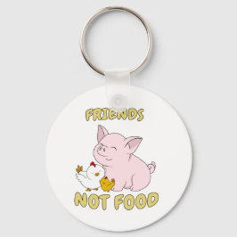 Friends Not Food - Cute Pig en Chicken Sleutelhanger