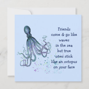 Friends Octopus op je gezicht Fun Friendship Quote Kaart