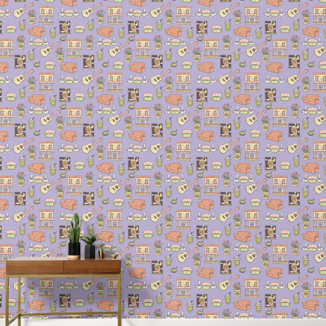 FRIENDS™ | Paars Iconenpatroon Behang (Hal)