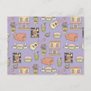 FRIENDS™ Paars Pictogrampatroon Briefkaart
