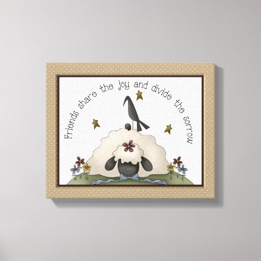 Friends Primitive Country Sheep & Crow Canvas Afdruk (Voorkant)