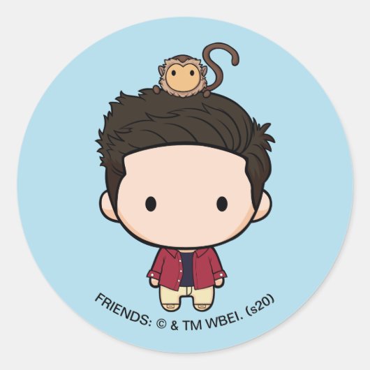FRIENDS™ | Ross Chibi Ronde Sticker (Voorkant)