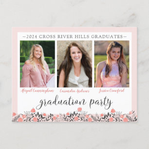 Friends Siblings Graduation Party Blush Floral Briefkaart