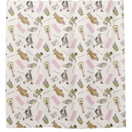 FRIENDS™ Tan Cartoon Patroon Douchegordijn (Voorkant)