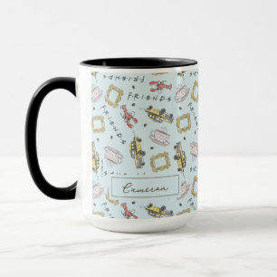 FRIENDS™ Watercolor Iconen Patroon   Voeg je naam  Mok