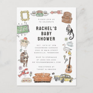 FRIENDS™ Watercolor Icons Baby Shower Briefkaart