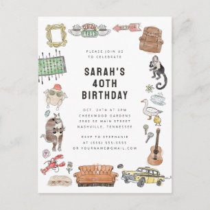 FRIENDS™ Watercolor Icons Verjaardag Briefkaart