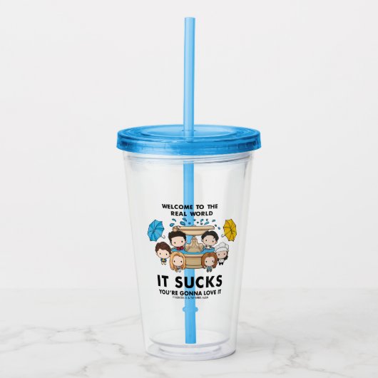 FRIENDS™ | Welkom bij de Real World Chibi Acryl Drinkbeker (Voorkant)