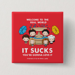 FRIENDS™ Welkom in de echte wereld Chibi Vierkante Button 5,1 Cm