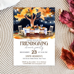 Friendsgivig Thanksgiving tuintafel onder de sterr Kaart