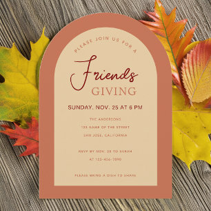 Friendsgiving Bruine Moderne Boog Terracotta Beige Kaart