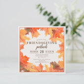 Friendsgiving Diner Potluck Herfstbladeren Kaart (Staand voorkant)