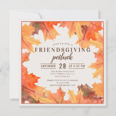 Friendsgiving Diner Potluck Herfstbladeren Kaart (Voorkant)
