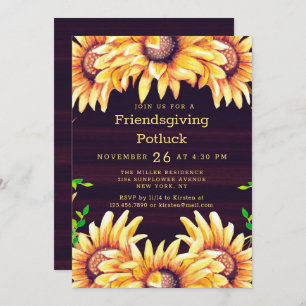 Friendsgiving Diner Potluck Rustieke Herfst Zonneb Kaart