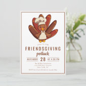 Friendsgiving-diner Potluck Turk Kok Kaart (Staand voorkant)