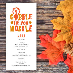 Friendsgiving Dinner Gobble Til You Wobble Menu