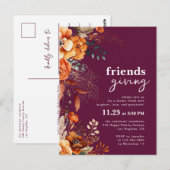 Friendsgiving dinner invitation autumnal floral (Devant / Derrière)