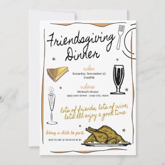 Friendsgiving Dinner Invitation Kaart (Voorkant)