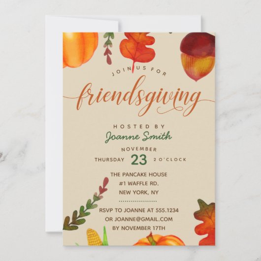 Friendsgiving Dinner Invitation Kaart (Voorkant)