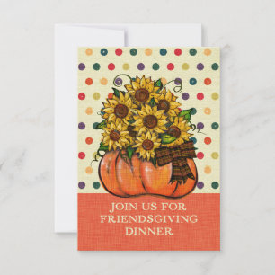 Friendsgiving Dinner Invitation Sunflower Pumpkin