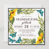 Friendsgiving Dinner Potluck Waterverf Zonnebloeme Kaart (Voorkant)