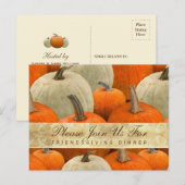 Friendsgiving Dinner Pumpkin Harvest Holiday Uitnodiging Briefkaart (Voorkant / Achterkant)