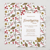 Friendsgiving Dinner Rustic Autumn Leaves Kaart (Voorkant / Achterkant)