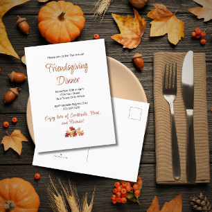 Friendsgiving Dinner Thanksgiving Elegant Foliage Uitnodiging Briefkaart