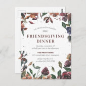 Friendsgiving Fall Leaves Carte postale Invitation (Devant / Derrière)