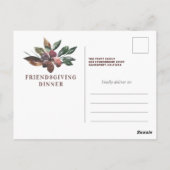 Friendsgiving Fall Leaves Carte postale Invitation (Dos)