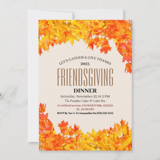 Friendsgiving Feest Thanksgiving Diner Herfst Kaart (Voorkant)