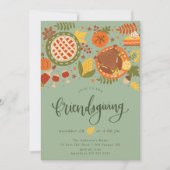 Friendsgiving feest Thanksgiving uitnodiging (Voorkant)