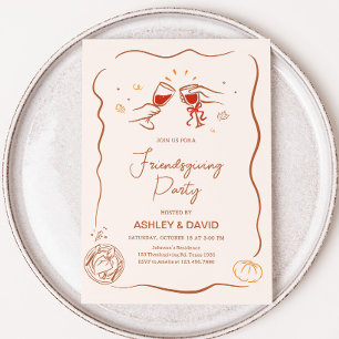 Friendsgiving Herfst Thanksgiving Party Kaart