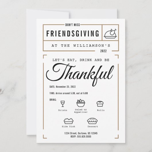 Friendsgiving Invitation - editable Kaart (Voorkant)