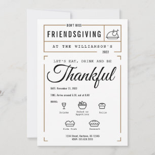 Friendsgiving Invitation - editable Kaart