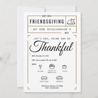 Friendsgiving Invitation - editable Kaart
