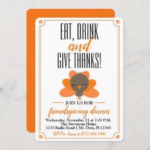 Friendsgiving Invitation - Thanksgiving Dinner Kaart