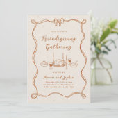 Friendsgiving Invitation Thanksgiving Dinner Party Kaart (Staand voorkant)
