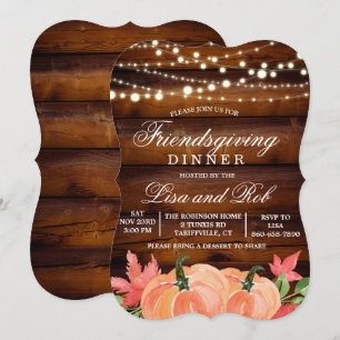 Friendsgiving Landelijke Herfst Pompoen Uitnodigin Kaart