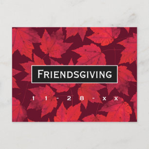 Friendsgiving-najaar Rode Bladeren Uitnodiging Briefkaart