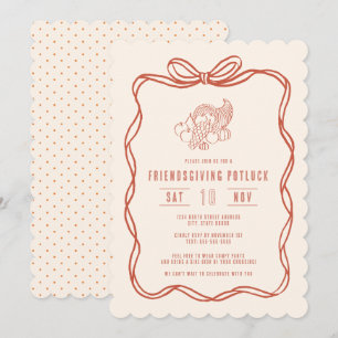 Friendsgiving Potluck Diner Coquette Strikje Kaart