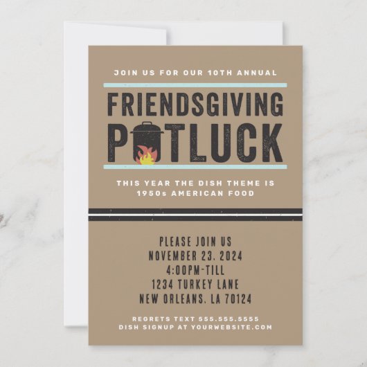 Friendsgiving Potluck Feest Uitnodiging (Voorkant)