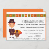 Friendsgiving Potluck Pilgrim Turquie Invitation (Devant / Derrière)