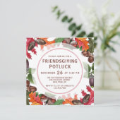 Friendsgiving Potluck Waterverf Floral Kaart (Staand voorkant)