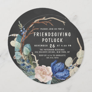 Friendsgiving Potluck Waterverf Floral Kaart