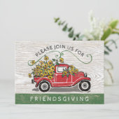 Friendsgiving  Rode Truck Zonnebloemen Bloemen Kaart (Staand voorkant)