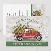 Friendsgiving  Rode Truck Zonnebloemen Bloemen Kaart (Voorkant / Achterkant)